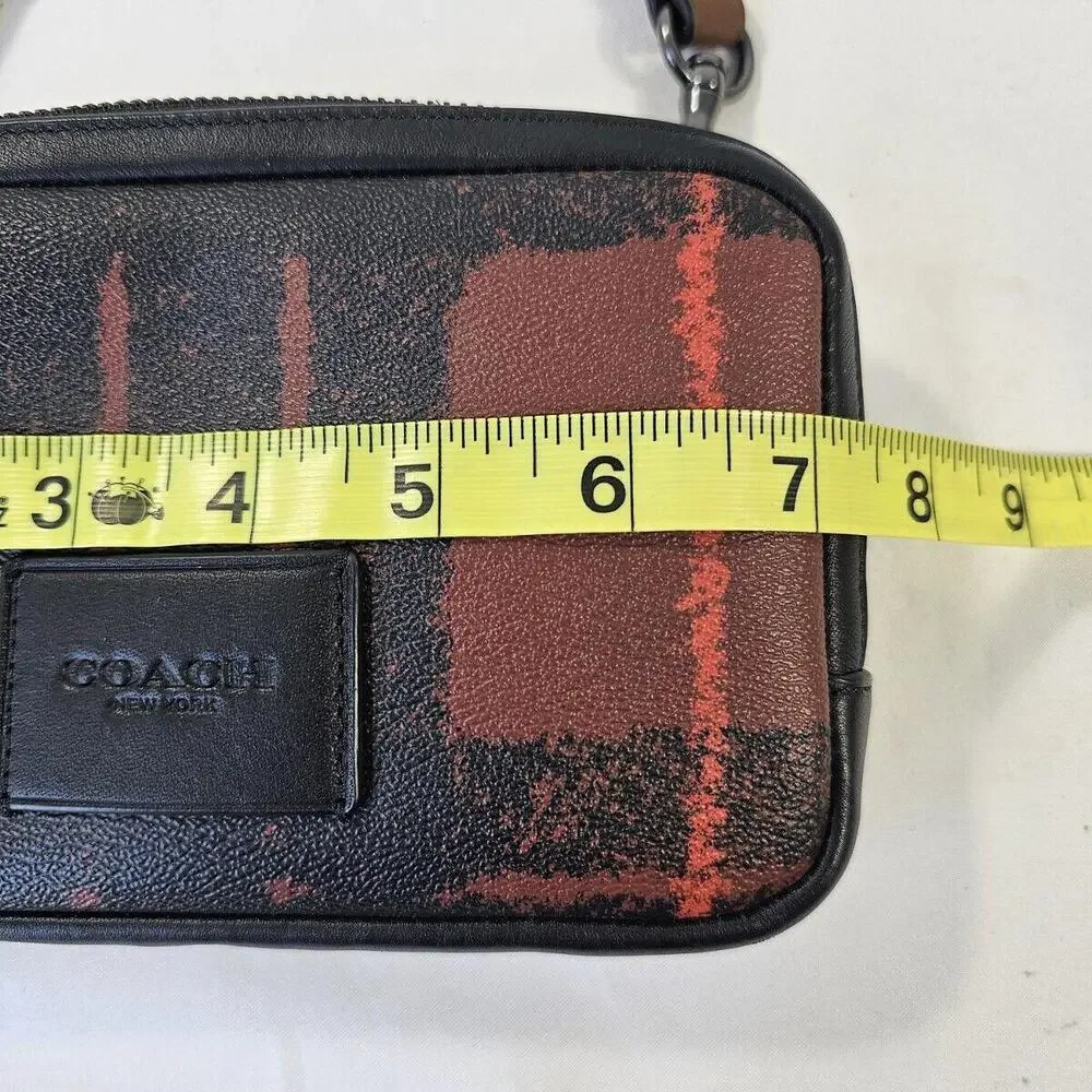 New COACH Carrier Phone Crossbody With Window Pane Plaid Print Black Brown - Picture 7 of 8